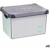 Kipit Aufbewahrungsbox demit Deckel home quadratisch 22 l grau