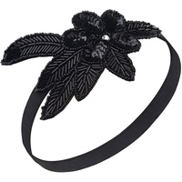 Duriya 1920s Stirnband Damen 20er Jahre Stil Haarband Gatsby Kostüm Accessoires (Schwarz)