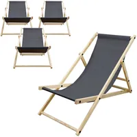 ECD Germany 4Er Set Liegestuhl Klappbar Anthrazit Holz 3