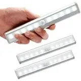 Ersandy - 3er-set Led-lampen, Innenbewegungsmelder, Schrankleuchte, 10 Leds, Kabelloser Spot, Led-schranklampe, Batteriebetriebene Led-beleuchtung Mit Magnetstreifen, Kinder-nachtlicht, Treppe, Flur (warm)