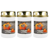 HS Candle Grabkerze mit Motiv Brenndauer 48h (3-tlg), Ø7xH14,5 cm, Grabkerze mit Motiv im 1er, 3er, 6er, 9er Pack weiß