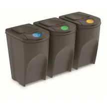 Prosperplast Sortibox Mülleimer Mülltrennsystem Abfalleimer Behälter 3x35L, Grau