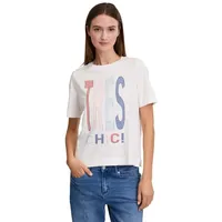 Cartoon Kurzarmshirt Cartoon Printshirt mit Rundhalsausschnitt (1-tlg) Hotfix weiß