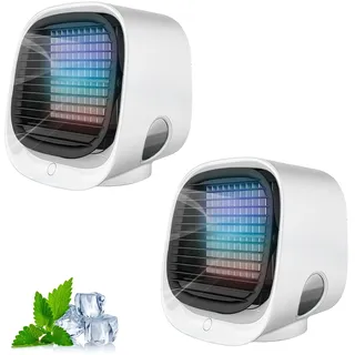 Aira Breeze Luftkühler, Air Breeze Klimaanlage, Luftkühler mit Wasserkühlung Klein, Tragbarer Klimaanlagenventilator, USB-betriebener Klimagerät für Familie, Reisen (Weiß+Weiß)