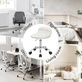Woltu Bürohocker mit Rollen Samt 0 x 0 x 0 cm Weiß
