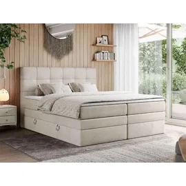 MKS Meble Boxspringbett, Beige, Textil, 2-Sitzer, H4, Rechteckig, 160x200 cm Schlafzimmer, Betten, Boxspringbetten