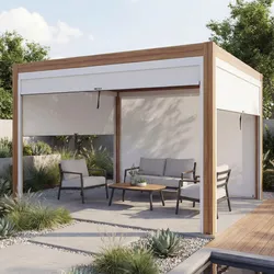 MCW Pergola Lamellen-Pavillon 3x3 m, Holzoptik, weiß
