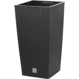 Famanu Blumentopf Rattan-Optik - 26,6 Liter Anthrazit mit Kunststoffeinlage - Grau