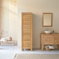 Hochschrank für das Badezimmer aus Teakholz 180 Minimalys
