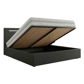 mks möbel Polsterbett mit Bettkasten - grau - Maße (cm): B: 148 H: 103