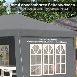 Homcom Faltpavillon 5,85 x 2,95 m inkl. 4 Seitenteile Grau