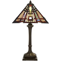Klassische Craftsman-Tischlampe mit 2 Lichtern - Valiant Bronze