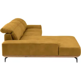 Musterring Wohnlandschaft MUSTERRING "MR 2490 Ecksofa mit erstklassigem Sitzkomfort, Long-Life-Leder", gelb (kurkuma, s), B:342cm T:207cm, Sofas, Wohnlandschaft, Fuß schwarz, Sitzhöhe 48cm, wahlweise mit Funktionen, Maße 342x207 cm