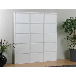 Pisa Schuhschrank mit 15 Klappen/ Türen in Metall weiss. Fertig montiert.