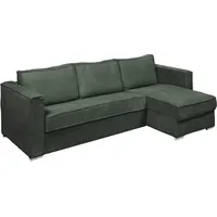 Vente-unique - Eckschlafsofa mit Matratze - Ecke wechselbar - Cord - Grün - Liegefläche 160 cm - Matratze 14 cm - loreto