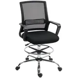 Homcom Bürostuhl, Ergonomischer Zeichenstuhl, Höhenverstellbar Computerstuhl mit Armlehne, Lendenwirbelstütze, mit Fußring,