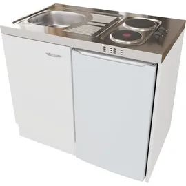 Flex-Well Küchenzeile »Pantry«, Gesamtbreite 100 cm, mit DUO Kochfeld und Kühlschrank weiß