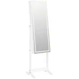 vidaXL Schmuckschrank mit Spiegel & LED-Beleuchtung Freistehend Weiß