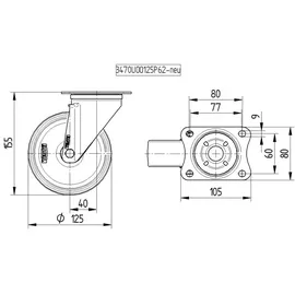 Tente Lenkrolle 125 mm