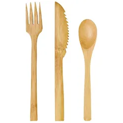 MONOUSO - Besteckset aus Bambus Gabel, Messer und Löffel (50 Stück)