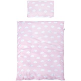 Roba Kinderbettwäsche 100 x 135 cm - Kleine Wolke - Bettwäsche Set für Mädchen & Jungen - 2-teilig inkl. Decken & Kissenbezug aus Baumwolle - Rosa