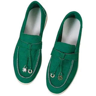 Generisch Bootsschuhe Damen Stoff, Flache Loafers Damen, Halbschuhe Leichtgewichts Freizeitschuhe rutschfest Walkingschuhe Einfarbig Schlupfschuhe Atmungsaktiv Stoffschuhe Elegant Segeltuchschuhe - 40 EU