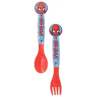 Stor Spiderman Kinderbesteck, wiederverwendbar, Kunststoff, bestehend aus Gabel und