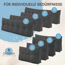 eloneo Rückenkissen 120 cm breit, Keilkissen für Bett und Sofa geeignet, dreieckiges Lesekissen, Kissen mit abnehmbarem und waschbarem Bezug, praktisches Seitenfach Handy 1 St