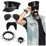 Boland Kostüm Gay Biker Accessoire-Set, Damit wirst Du zum ganz harten 80er Jahre Rocker! schwarz