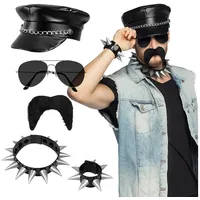 Boland Kostüm Gay Biker Accessoire-Set, Damit wirst Du zum ganz harten 80er Jahre Rocker! schwarz