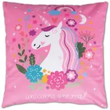 Bestlivings Kissenhülle Fotodruck 40 x 40 cm Einhorn Pink mit Füllung