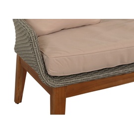 Mendler Gartengarnitur HWC-N37, Garten-/Lounge-Set Sofa Sitzgruppe, Poly-Rattan Holz Akazie grau, Kissen beige