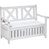 Sitzbank Mit Stauraum 2-sitzer Gartentruhe Truhenbank Kissentruhe Aufbewahrung Weiß 115 X 61 X 85 Cm