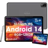 Weelikeit Android Tablet, 10 Zoll Tablet mit 1280x800 IPS HD Touchscreen, 8GB RAM+128GB ROM (bis zu 1 TB), 6000 mAh Akku, 5G WiFi 6, Bluetooth 5.0, Dual 5MP+8MP Kamera, tolles Geschenk für Ihre Kinder