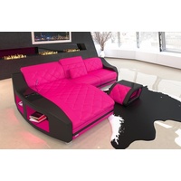 Sofa Dreams Ecksofa Leder Sofa Couch Swing L Form Ledersofa, mit LED, wahlweise mit Bettfunktion als Schlafsofa, pink-schwarz rosa|schwarz