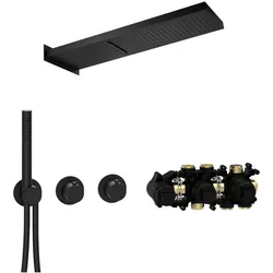 Herzbach MODUL7 BLACK Duschsystem T-MU2 mit Thermostat und Regenbrause eckig