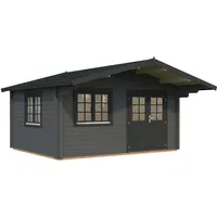Palmako Gartenhaus Helena 15,1 m2 - 70 mm dunkelgrau/anthrazit