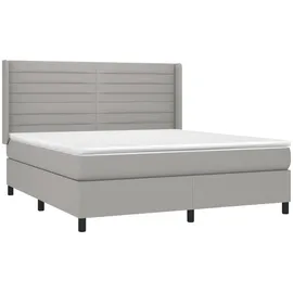 vidaXL Boxspringbett mit Matratze & LED Hellgrau 180x200 cm Stoff