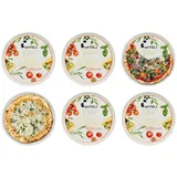 KHG 6er Set Pizzateller, extra groß mit 30cm Durchmesser in Napoli Print, perfekt für Gastro und Zuhause, hochwertiges Porzellan, Spühlmaschinengeeignet & perfekt Stapelbar