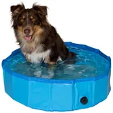 steinwohn Hundepool Ø 80cm faltbare Hundebadewanne, PVC Planschbecken für Hunde, Fassungsvermögen 100 Liter, Rautenstruktur am Boden blau