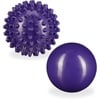 Unisex – Erwachsene Massageball 2er Set, glatt & mit Noppen, hart, wassergefüllt, Selbstmassage, Faszienball, Ø 6,5 & 7 cm, lila