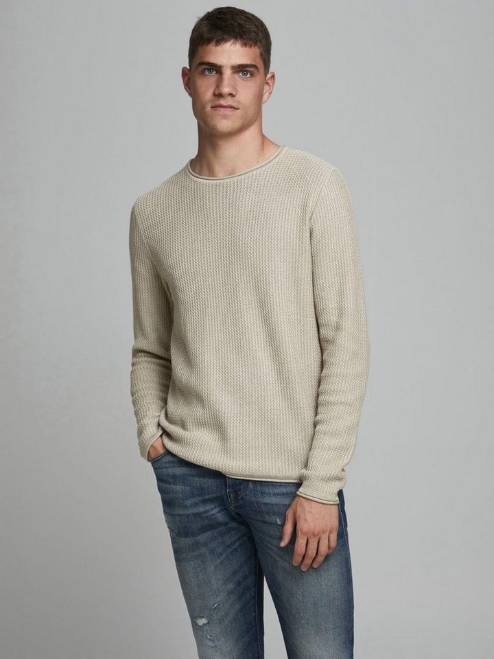 Jack & Jones Rundhalspullover Carlos beige S (48)