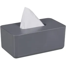 Relaxdays Tücherbox mit Bambusdeckel grau