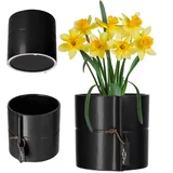 Kadax Übertopf Keramikübertopf, Blumentopf, Blumenkübel, 17 cm, Schwarz -