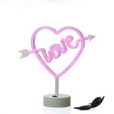 SATISFIRE LED Neonlicht LOVE pinkes Herz mit Pfeil Neonschild USB Batterie 25cm