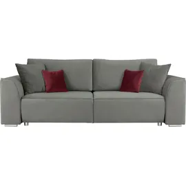 INOSIGN 3-Sitzer INOSIGN "BEATRICE, B: 250 cm - wahlweise mit Bettfunktion", grau, B:250cm H:92cm T:107cm, Sofas, u. Bettkasten, incl. 2 Zierkissen