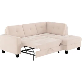 Home Affaire Ecksofa HOME AFFAIRE "Varese", beige (creme), B:226cm H:91cm T:170cm, 100% Polyester, Sofas, Ecksofa, wahlweise mit Bettfunktion und Bettkasten