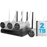 Reolink 4K WLAN Überwachungskamera Set Aussen, 4X 8MP Wi-Fi 6 Kamera Aussen, 12CH WLAN NVR mit 2TB HDD, Vollmetallmaterial, Farbnachtsicht, Person/Fahrzeug/Tiererkennung, 2-Wege-Audio, RLK12-800WB4