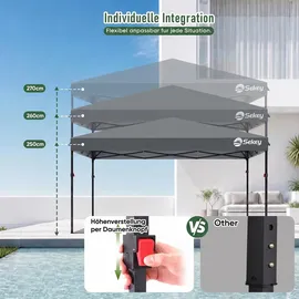 Sekey Faltpavillon 3 x 3 m inkl. 4 Seitenteile Grau
