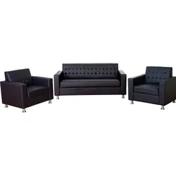 Mendler 3-1-1 Sofagarnitur Kunda, Couch Loungesofa Kunstleder, Metall-Füße ~ coffee